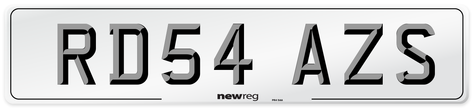 RD54 AZS Number Plate from New Reg